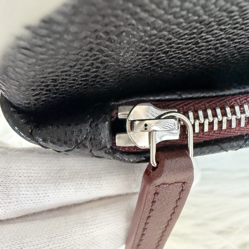 CHANEL AP1704 黑荔枝皮 牛皮 銀釦 一字拉鍊 雙層 手拿包 萬用包-13