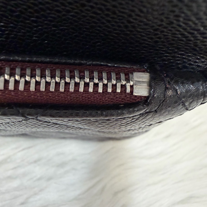 CHANEL AP1704 黑荔枝皮 牛皮 銀釦 一字拉鍊 雙層 手拿包 萬用包-14