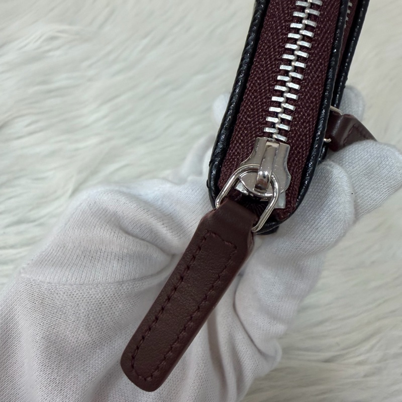 CHANEL AP1704 黑荔枝皮 牛皮 銀釦 一字拉鍊 雙層 手拿包 萬用包-15