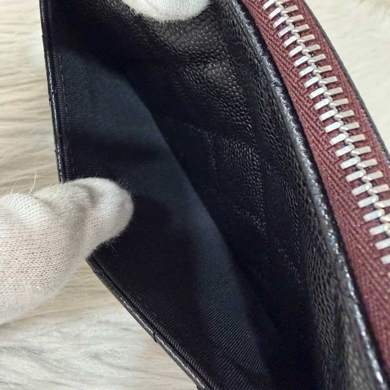 CHANEL AP1704 黑荔枝皮 牛皮 銀釦 一字拉鍊 雙層 手拿包 萬用包-25