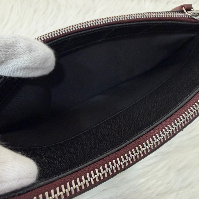 CHANEL AP1704 黑荔枝皮 牛皮 銀釦 一字拉鍊 雙層 手拿包 萬用包-26