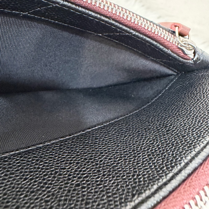 CHANEL AP1704 黑荔枝皮 牛皮 銀釦 一字拉鍊 雙層 手拿包 萬用包-27