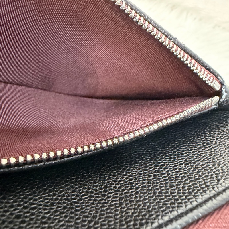 CHANEL AP1704 黑荔枝皮 牛皮 銀釦 一字拉鍊 雙層 手拿包 萬用包-32