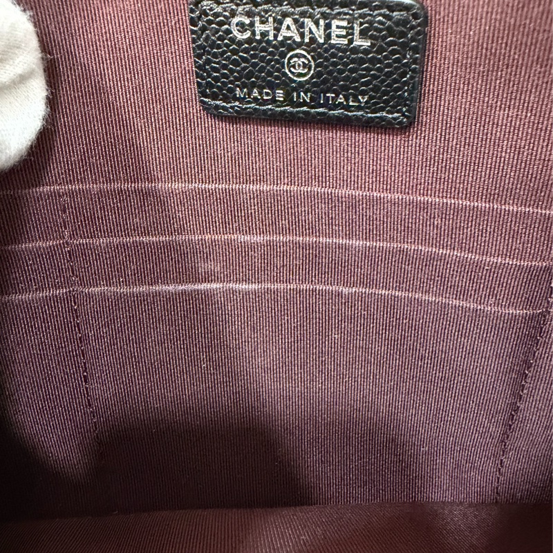 CHANEL AP1704 黑荔枝皮 牛皮 銀釦 一字拉鍊 雙層 手拿包 萬用包-38