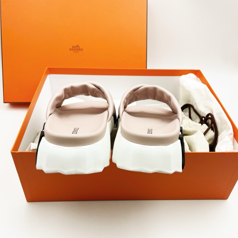 全新閒置未使用 Hermes 愛馬仕 Infra淺粉色麵包拖鞋 涼拖 38碼-2