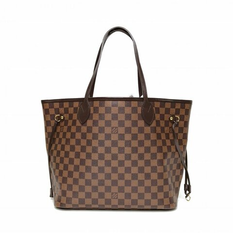 LOUIS VUITTON Neverfull中號31棕色棋盤格PVC金扣2016肩背包