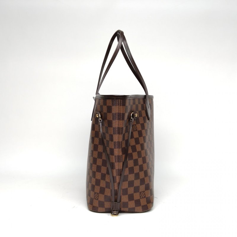 LOUIS VUITTON Neverfull中號31棕色棋盤格PVC金扣2016肩背包-3