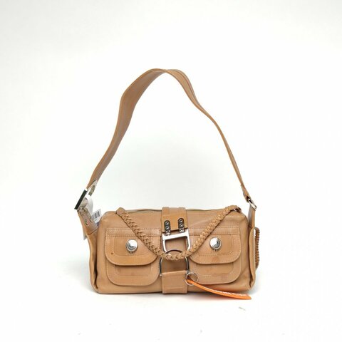 DIOR 卡其色銀扣2005中古飛行系列腋下包奶茶色肩背包