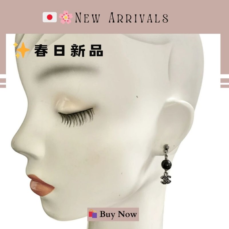 🛍️🎁 26 🔥 4月新品【預訂】 💘 香奈兒 Chanel 黑色圓球水鑽耳環 🔥 香奈兒熱賣款 香奈兒經典款耳環 CHANEL EARRING-3