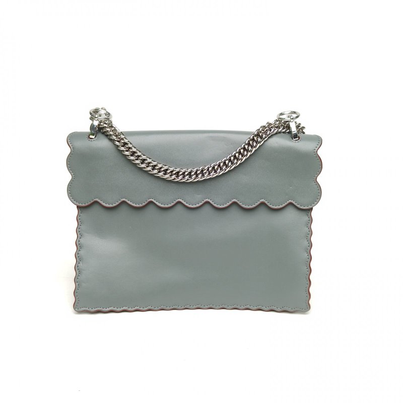 FENDI KANI中號花邊藍色牛皮銀扣肩背包-2