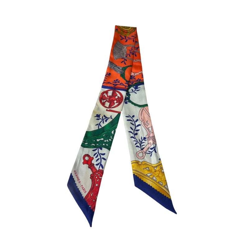 Used Hermès Twilly Red White Yellow Green-3