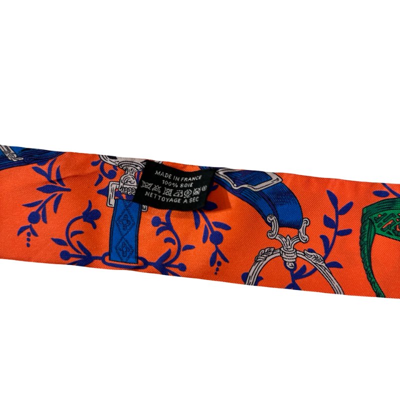 Used Hermès Twilly Red White Yellow Green-4