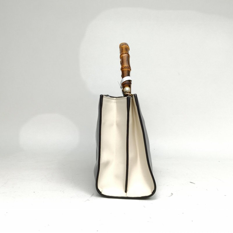 GUCCI 灰色牛皮金扣竹節手提包肩背包-1