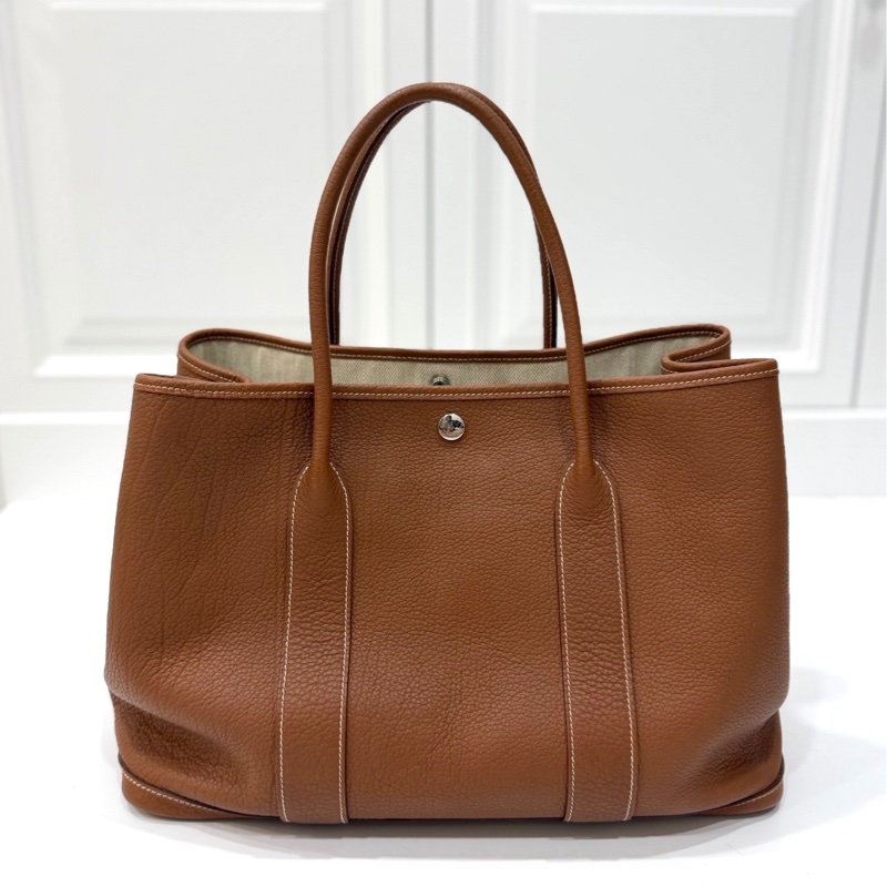 hermes 愛馬仕 garden party 36 花園派對 金棕 手提包 肩背包 購物包 公事包-0