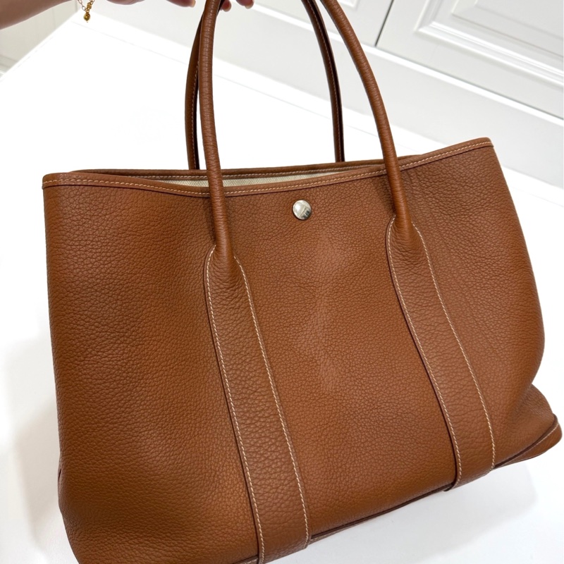 hermes 愛馬仕 garden party 36 花園派對 金棕 手提包 肩背包 購物包 公事包-4