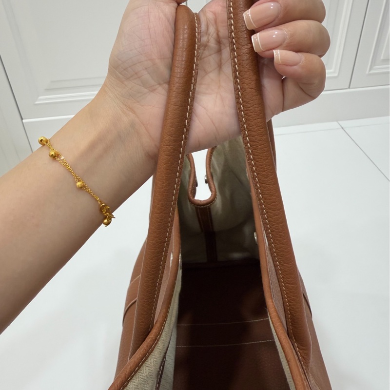 hermes 愛馬仕 garden party 36 花園派對 金棕 手提包 肩背包 購物包 公事包-6