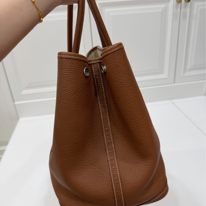 hermes 愛馬仕 garden party 36 花園派對 金棕 手提包 肩背包 購物包 公事包-8