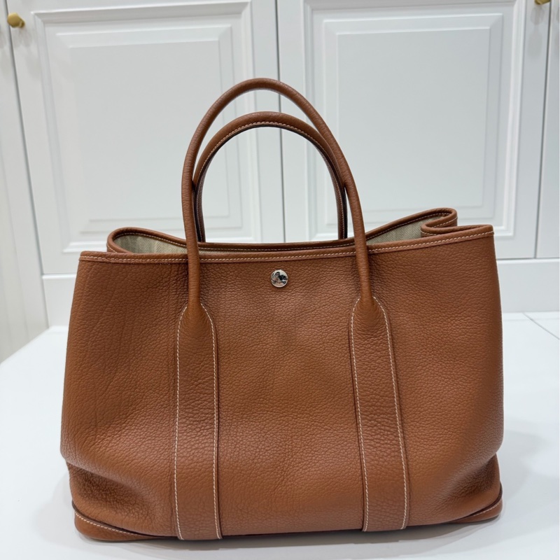 hermes 愛馬仕 garden party 36 花園派對 金棕 手提包 肩背包 購物包 公事包-14