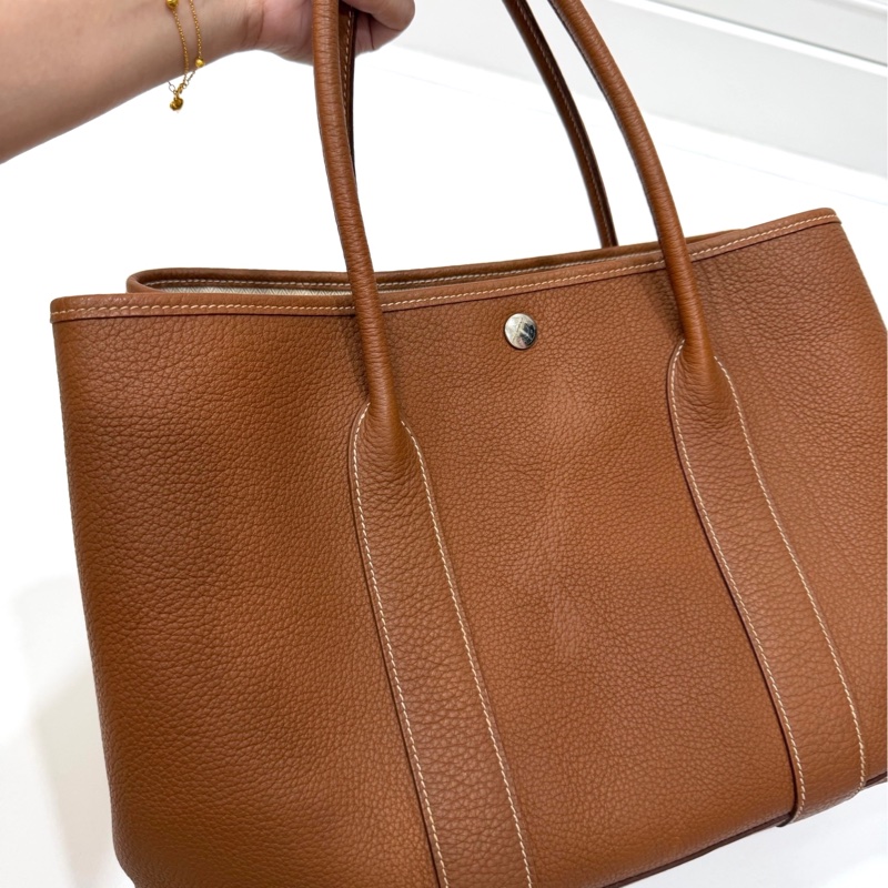 hermes 愛馬仕 garden party 36 花園派對 金棕 手提包 肩背包 購物包 公事包-15