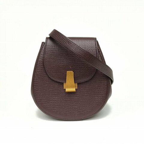 BOTTEGA VENETA 咖啡色牛皮中古斜挎包mini肩背包