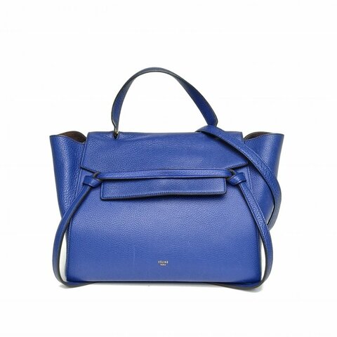 CELINE Belt鯰魚包Mini28藍色牛皮金扣肩背包