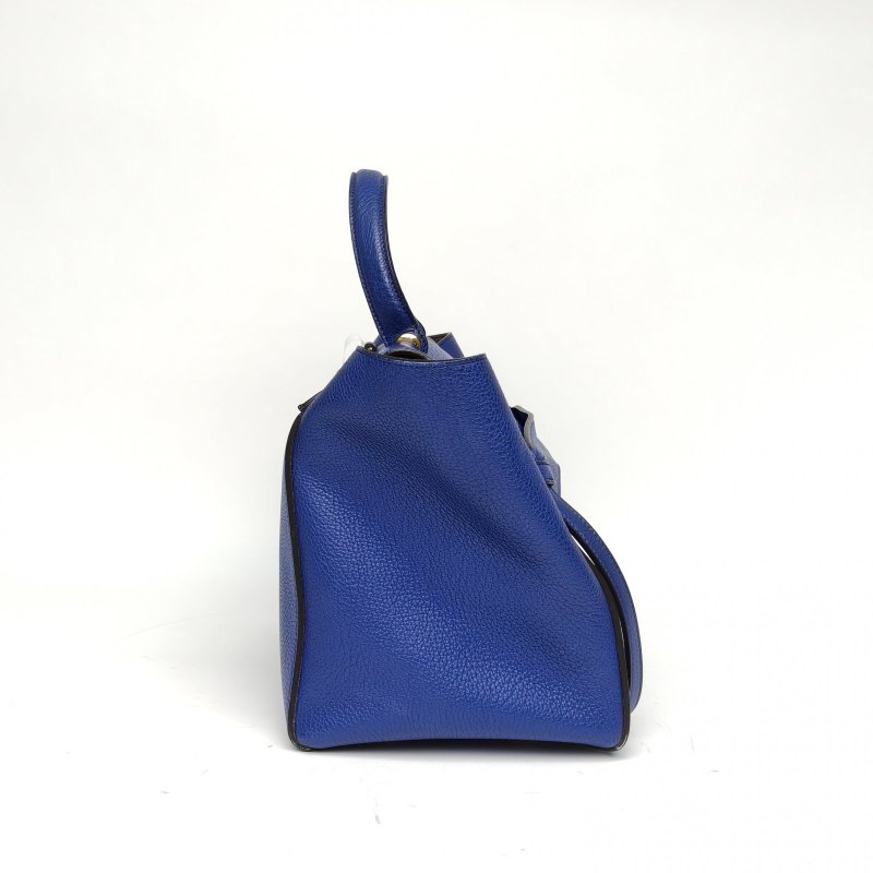 CELINE Belt鯰魚包Mini28藍色牛皮金扣肩背包-3