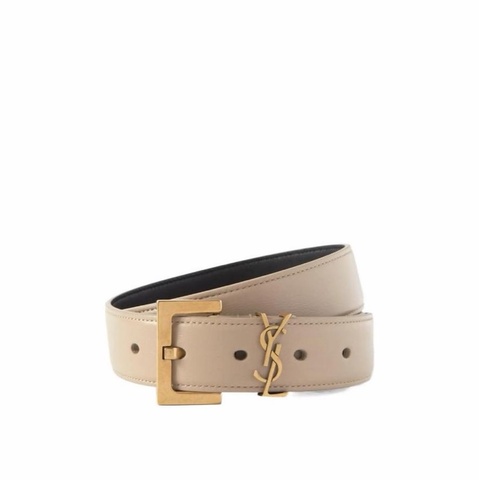 Saint Laurent 女士 MONOGRAM亮面盒形皮革方扣腰帶65 70 75 80 85 90 95 100碼3cm