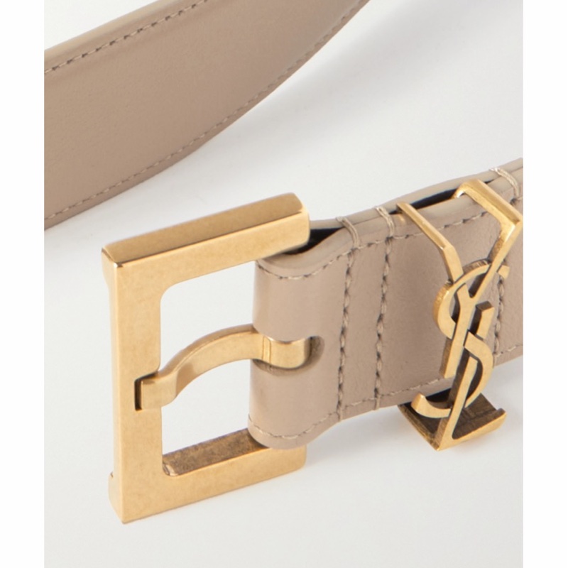 Saint Laurent 女士 MONOGRAM亮面盒形皮革方扣腰帶65 70 75 80 85 90 95 100碼3cm-4