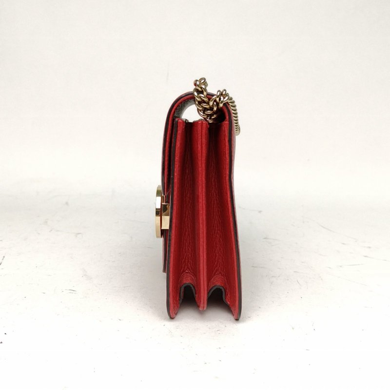 GUCCI Interlock風琴包小號20紅色牛皮金扣肩背包-1