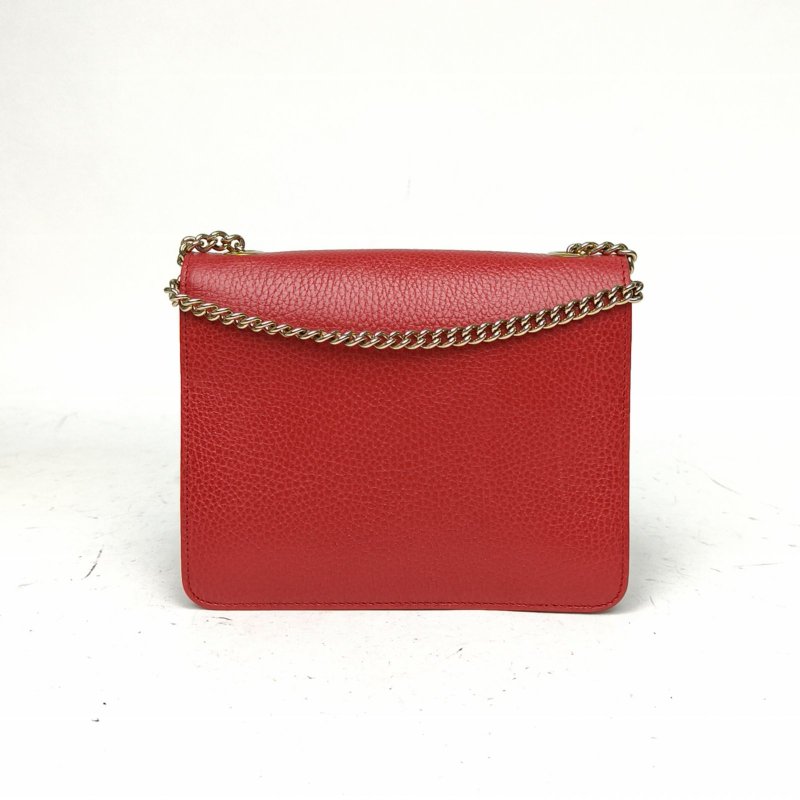 GUCCI Interlock風琴包小號20紅色牛皮金扣肩背包-2