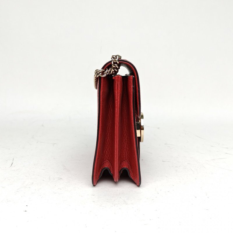 GUCCI Interlock風琴包小號20紅色牛皮金扣肩背包-3