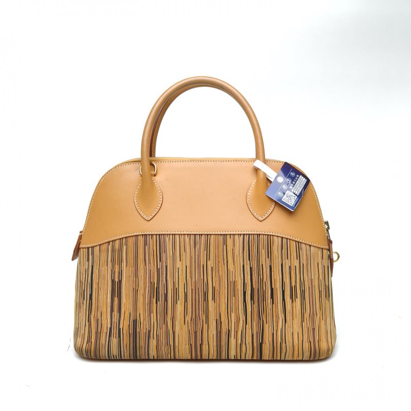 HERMES Bolide保齡球包31沙灘金羊切皮框D金扣肩背包-2