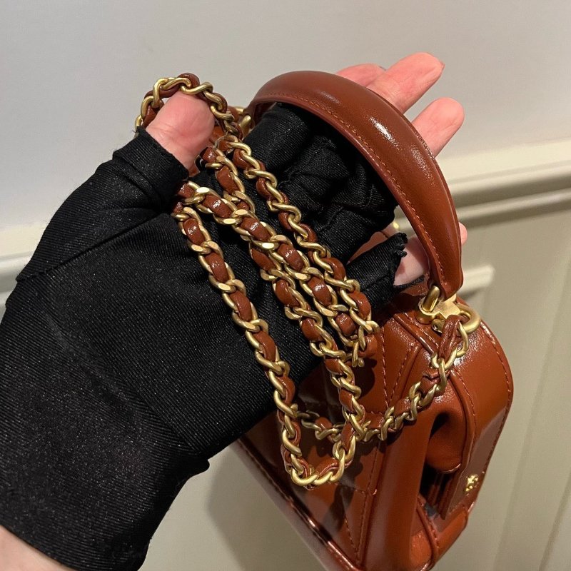 Chanel 24A焦糖色醫生包 芯片款18*12 99新配件塵袋-3