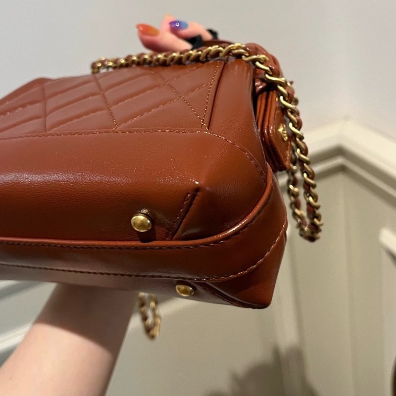 Chanel 24A焦糖色醫生包 芯片款18*12 99新配件塵袋-5