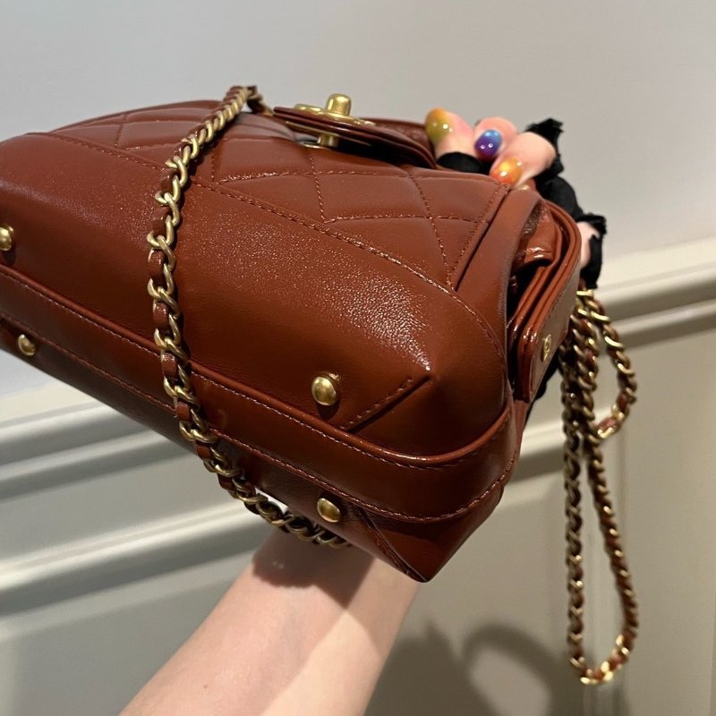 Chanel 24A焦糖色醫生包 芯片款18*12 99新配件塵袋-7