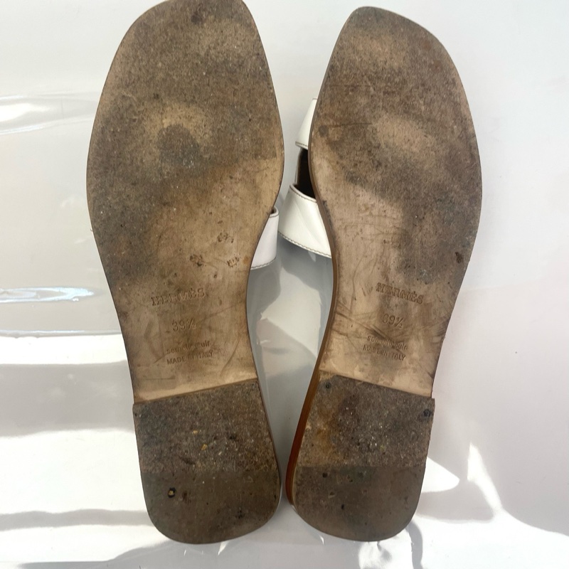 Hermes愛馬仕 白色平底拖鞋 39.5碼  有盒+塵袋-6