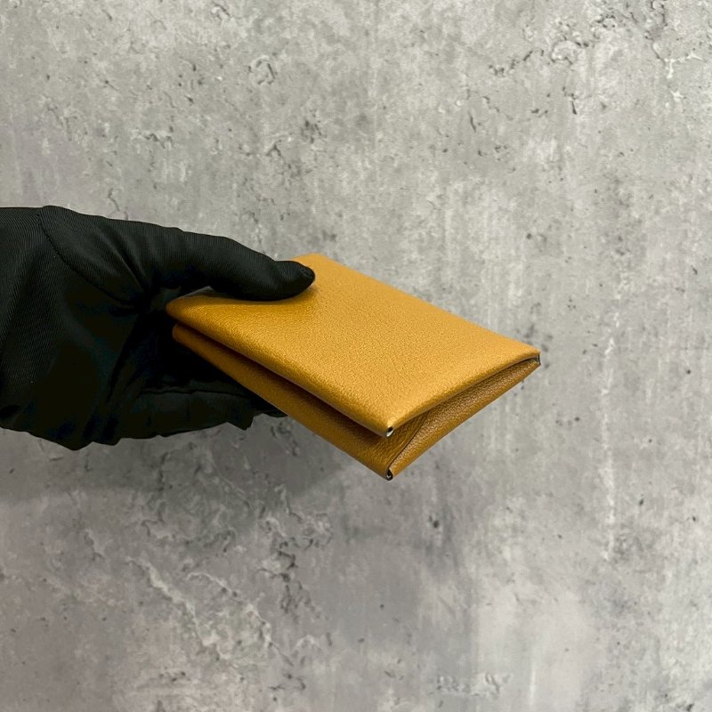 Hermes Calvi Duo焦糖色x氣泡綠B刻 山羊皮卡包-4