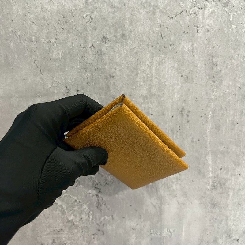 Hermes Calvi Duo焦糖色x氣泡綠B刻 山羊皮卡包-5