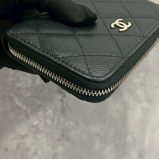 Chanel 大ㄇ拉鏈短夾零錢包晶片款-5