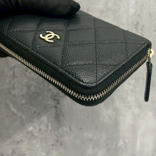 Chanel 大ㄇ拉鏈短夾零錢包晶片款-6