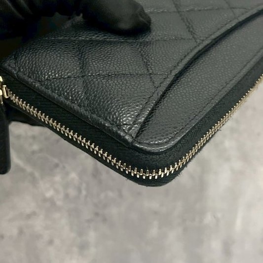 Chanel 大ㄇ拉鏈短夾零錢包晶片款-7
