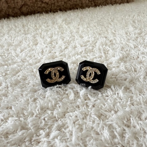 Chanel 香奈兒 23A 手作坊 方塊菱格紋水鑽耳環⚠️二手