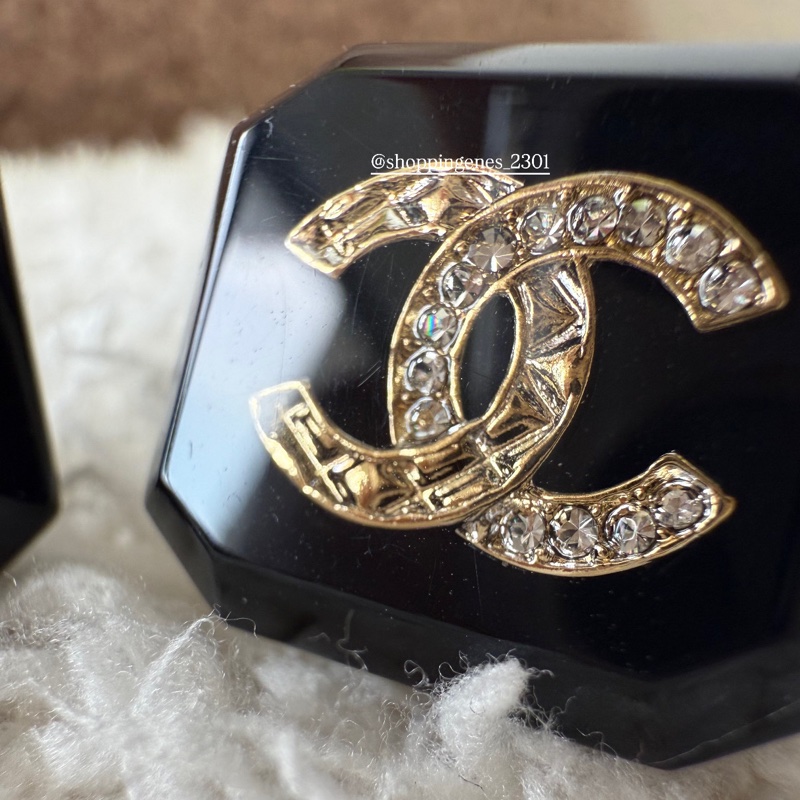 Chanel 香奈兒 23A 手作坊 方塊菱格紋水鑽耳環⚠️二手-2