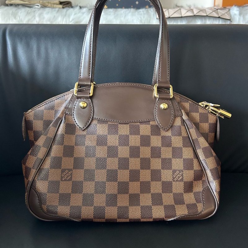 路易威登/Louis Vuitton 棕棋盤格手提包-1