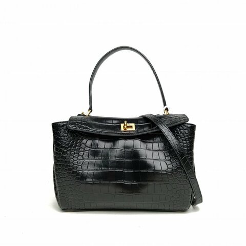 BALENCIAGA Rodeo小號29黑色牛皮金扣肩背包