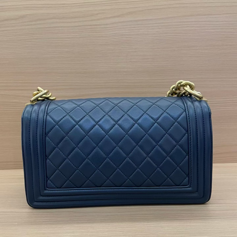 NO:D29 Chanel香奈兒 LEBOY藍金牛皮單肩斜挎鏈條包 中號 24開 2018年 尺寸底長25*高14*寬8 無附件-1
