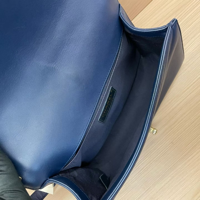 NO:D29 Chanel香奈兒 LEBOY藍金牛皮單肩斜挎鏈條包 中號 24開 2018年 尺寸底長25*高14*寬8 無附件-7