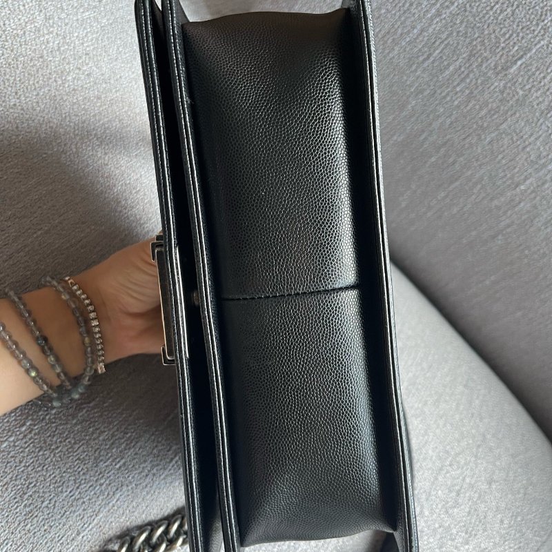 香奈兒/Chanel Leboy中號黑銀荔枝紋牛皮-4