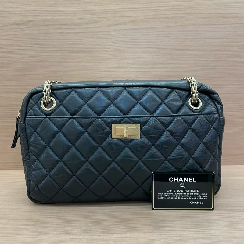 NO:D34 Chanel 香奈兒 黑色2.55相机包鏈條包 大號 2009年 12開 尺寸底長28*高17*寬9 有卡 無塵袋無盒子-0