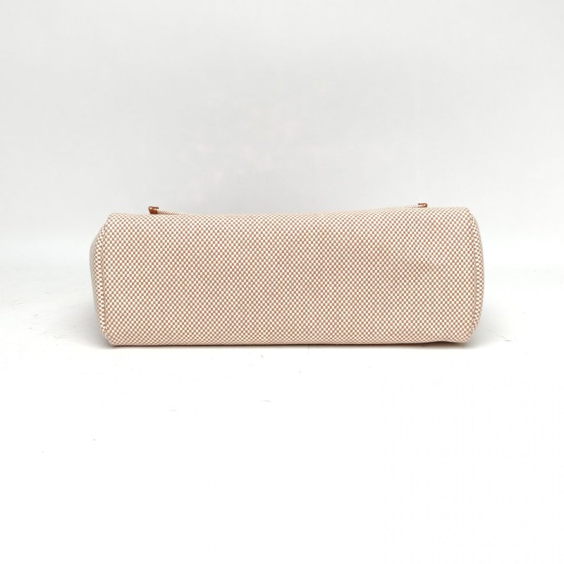 HERMES Herbag31米色拼黃褐色帆布/牛皮B刻銀扣肩背包-4